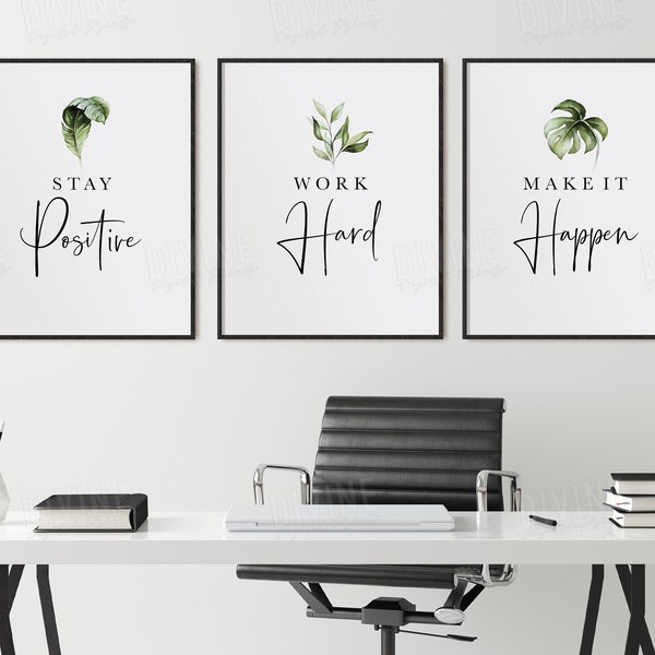 Work From Home Office Wall Art, Green Office Decor, Work Hard Gift for Women