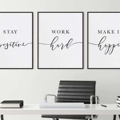 Home Office Motivational Wall Art Home Office Modern Set of 3 Etsy