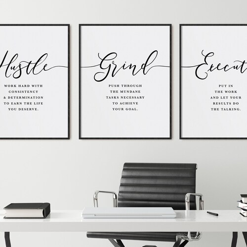 Office Motivational Quotes Home Office Wall Art Decor Woman Etsy