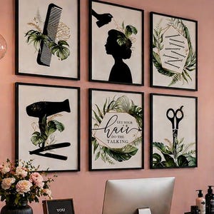 Boho Hair Salon Decor: Glam Stylist Prints, Set of 6 (Digital Download)