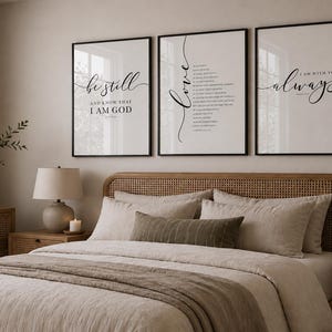Farmhouse Christian Wall Art Set of 3 Prints: Bible Verse Scripture ...