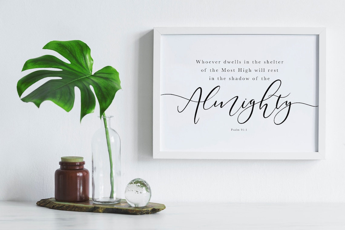 Bible Verse Wall Art Psalm 91:1 NIV Rest In The Shadow Of | Etsy
