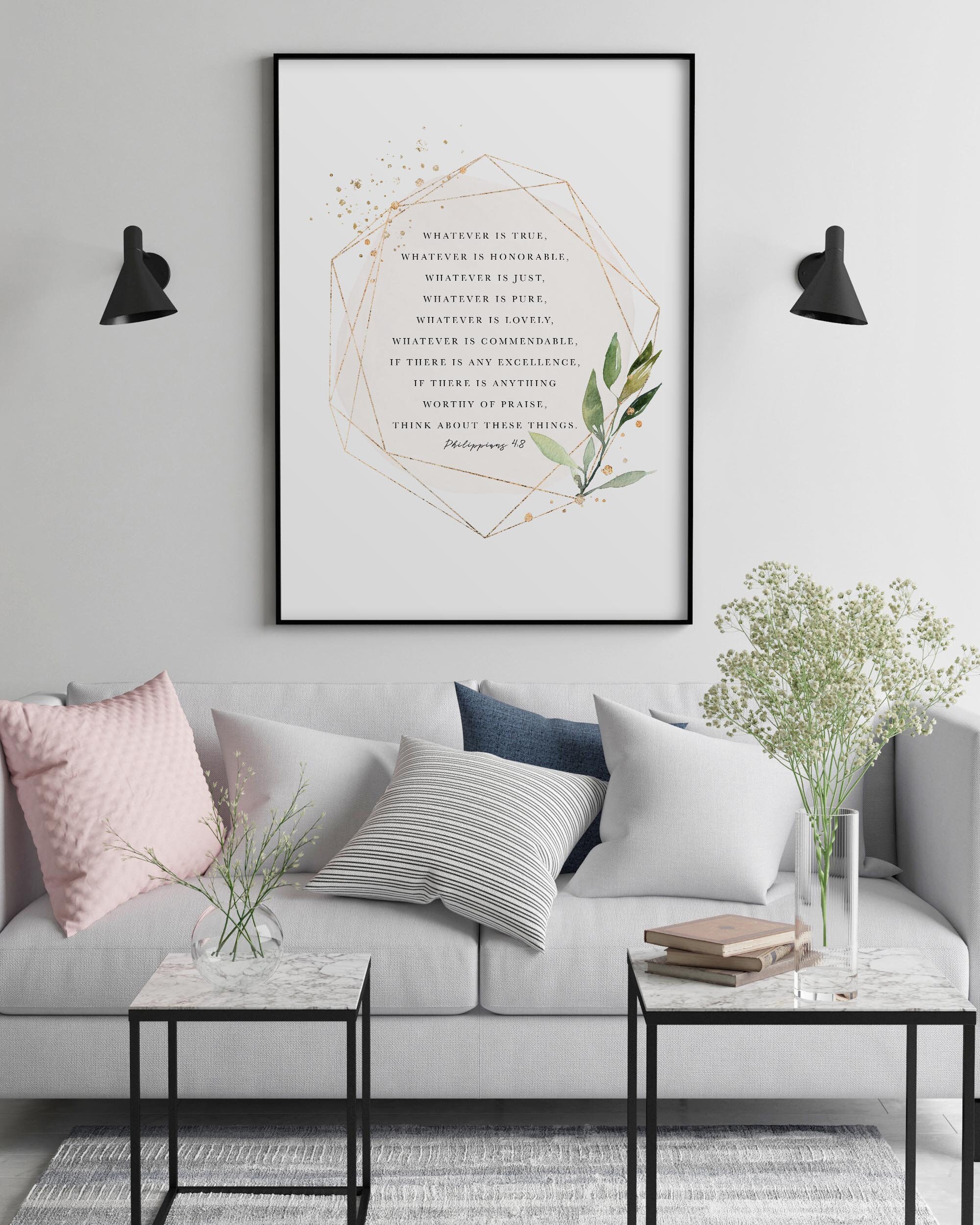 Bible Verse Philippians Print Nursery Home Decor Scripture Quote Canvas Painting