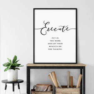 Execution Office Wall Art, Execute Definition Print, Girl Boss Office ...