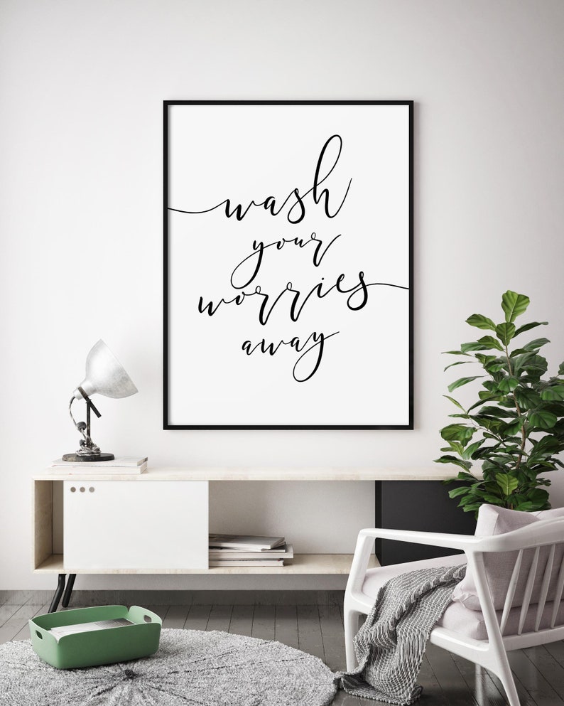 Wash Your Worries Away Bathroom Wall Art Guest Bathroom Etsy Australia