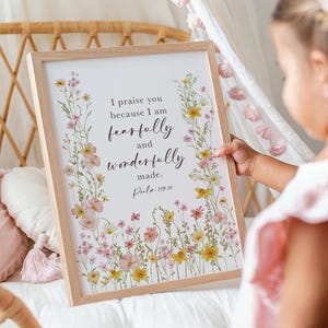 Psalm 139 Floral Bible Verse Print: Nursery Scripture Wall Art (Digital Download)