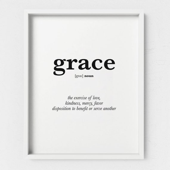 Grace Definition Wall Art Christian Wall Art Print Amazing Etsy