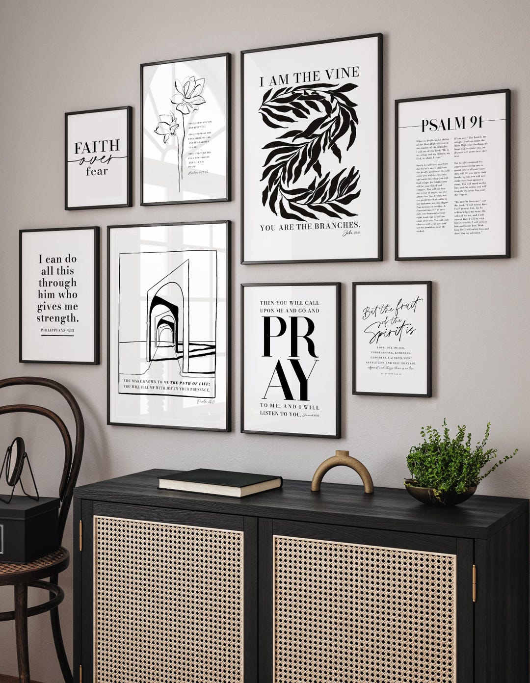 Christian Art Set of 8, Large Modern Scripture Wall Decor, Bible Verse ...