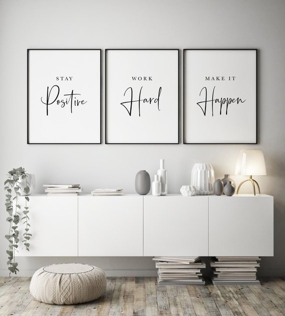 Office Decor Stay Positive Inspirational Work Hard Printable | Etsy