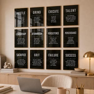 Decoración minimalista para la pared de la oficina: Láminas con frases motivacionales (Juego de 12) (Descarga digital) imagen 3