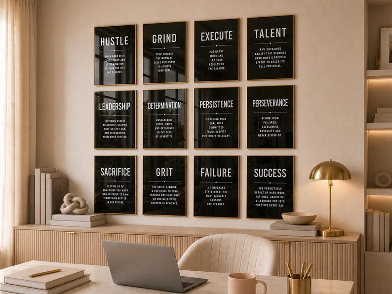Decoración minimalista para la pared de la oficina: Láminas con frases motivacionales (Juego de 12) (Descarga digital) imagen 3