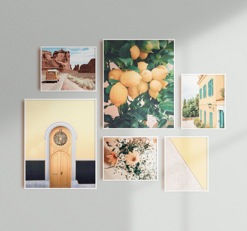 Mustard Yellow Gallery Wall Art Set of 6 Boho Decor Prints Etsy