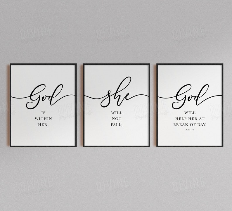 God is Within Her Psalm 46 Bible Verse Wall Art Teen Girl Etsy