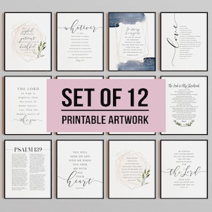 Set of 12 Scripture Gallery Set Christian Prints Bible Verse - Etsy