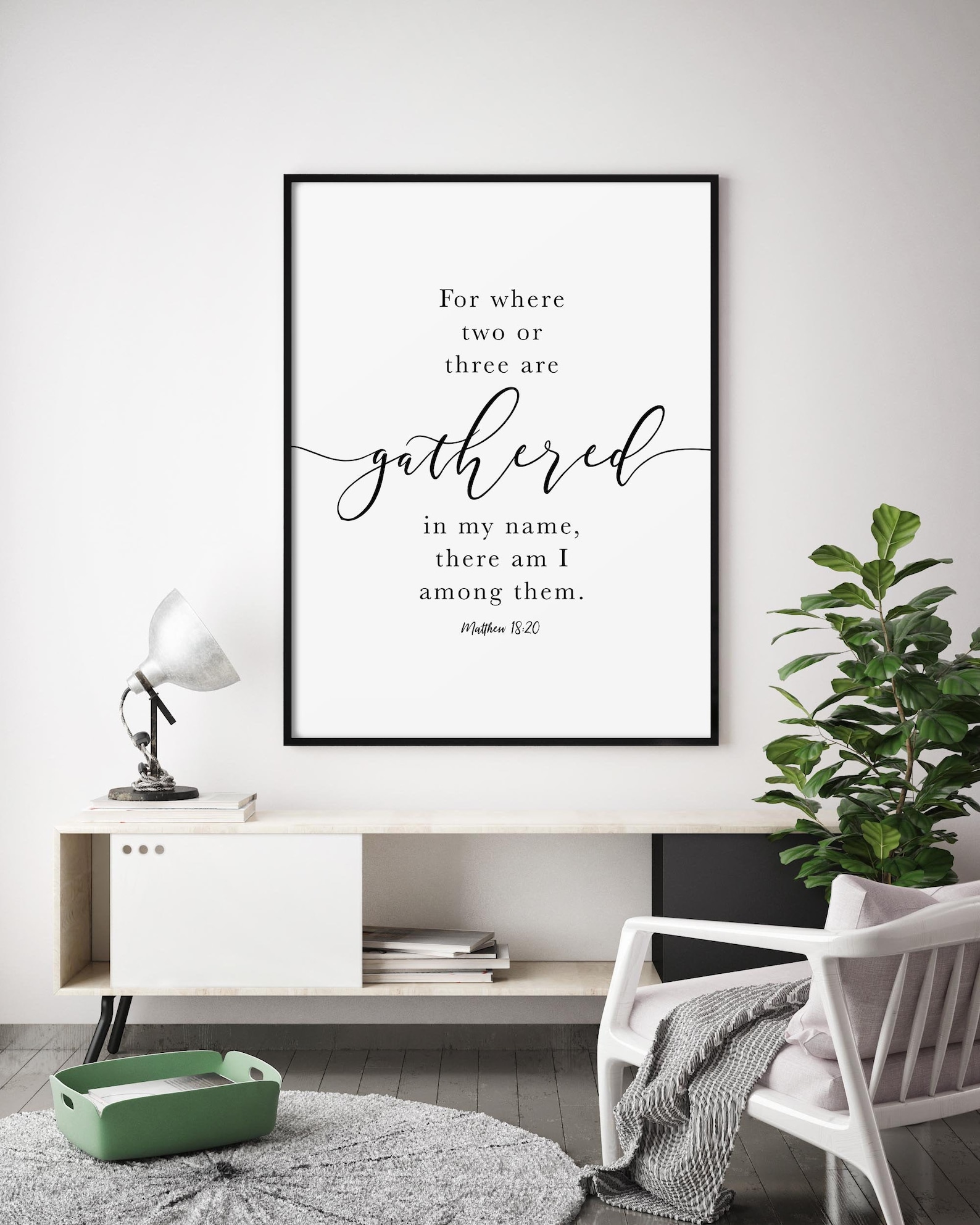 Matthew 18 20 Gathered Bible Verse Wall Art Dining Room Etsy