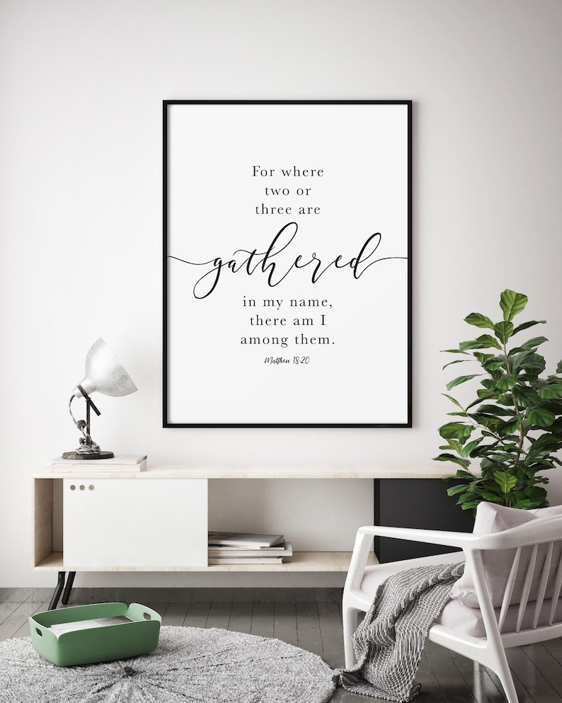Matthew 18 20 Gathered Bible Verse Wall Art Dining Room Etsy