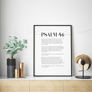Full Psalm Scripture 46 NIV, Popular Bible Verse Wall Art, Christian Home Decor, Large Printable Artwork image 2