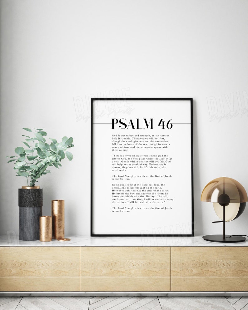 Full Psalm Scripture 46 NIV, Popular Bible Verse Wall Art, Christian Home Decor, Large Printable Artwork image 2