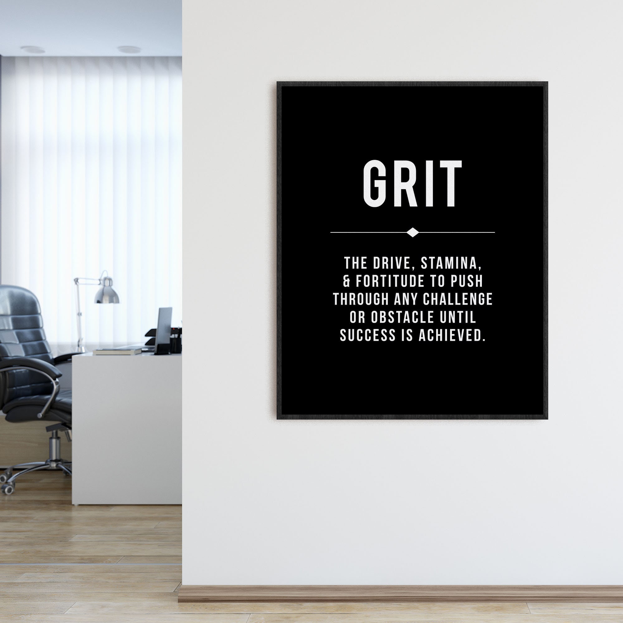 Grit Definition Print Modern Office Decor Motivational Etsy