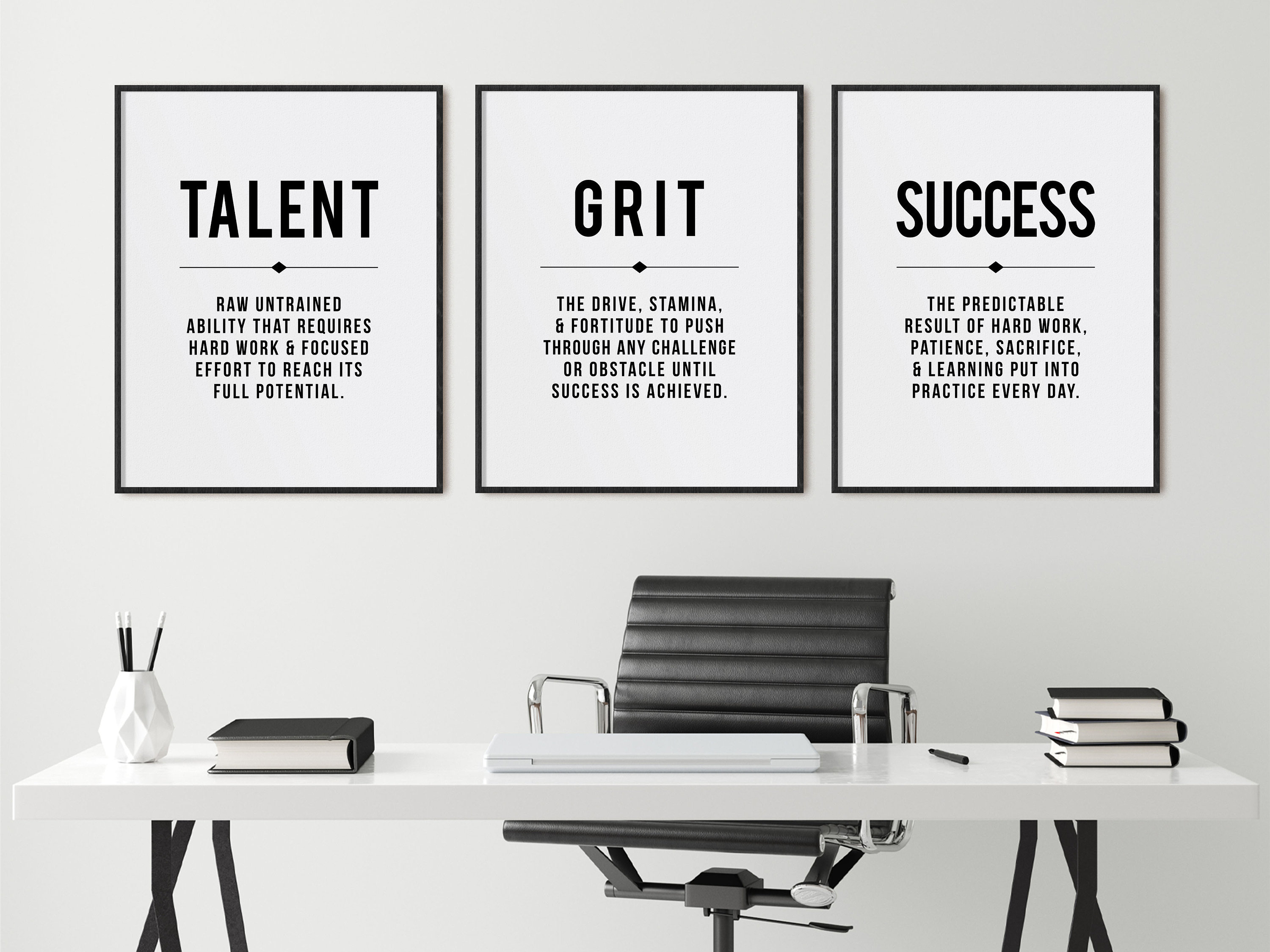 Talent Grit Success Quote Office Decor Set of 3 Prints Large Etsy Canada
