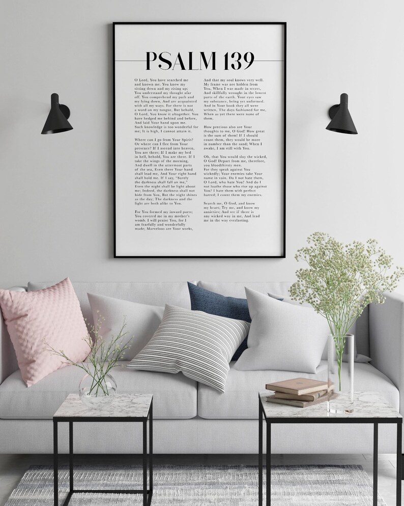 Bible verse wall art psalm 139 nkjv scripture printable etsy