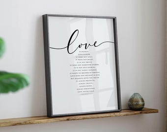 Arte mural de 1 Corintios 13: El amor es paciente (descarga digital)