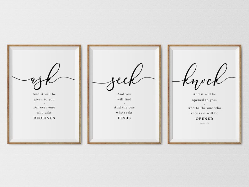 Scripture matthew 7 esv bible verse wall art bible quote set etsy