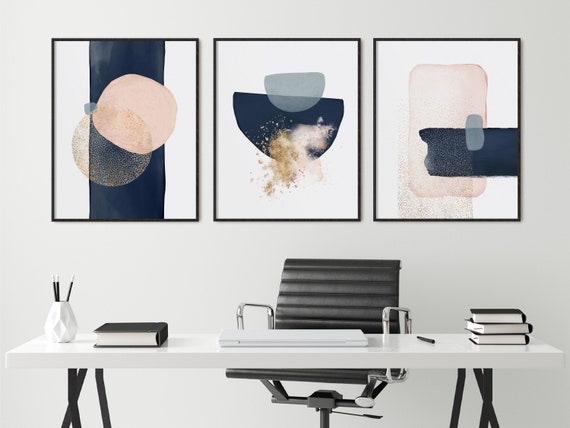 Abstract Office Wall Art Set of 3 Prints Modern Office Decor - Etsy