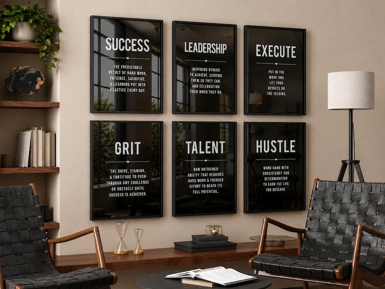 Decoración minimalista para la pared de la oficina: Láminas con frases motivacionales (Juego de 12) (Descarga digital) imagen 6