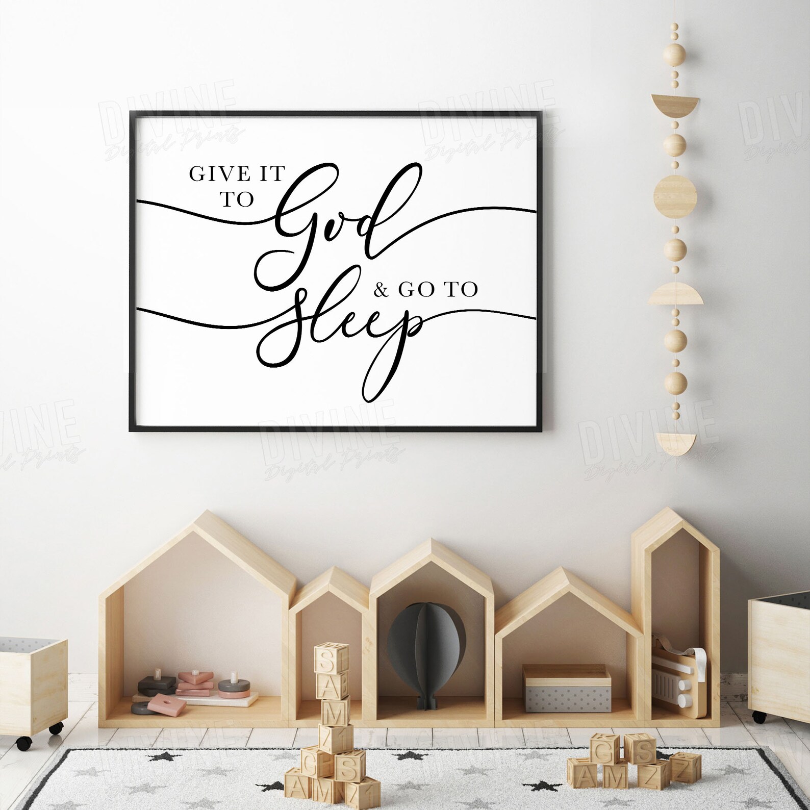 Horizontal Above Bed Wall Art Give It to God and Go to Sleep Etsy