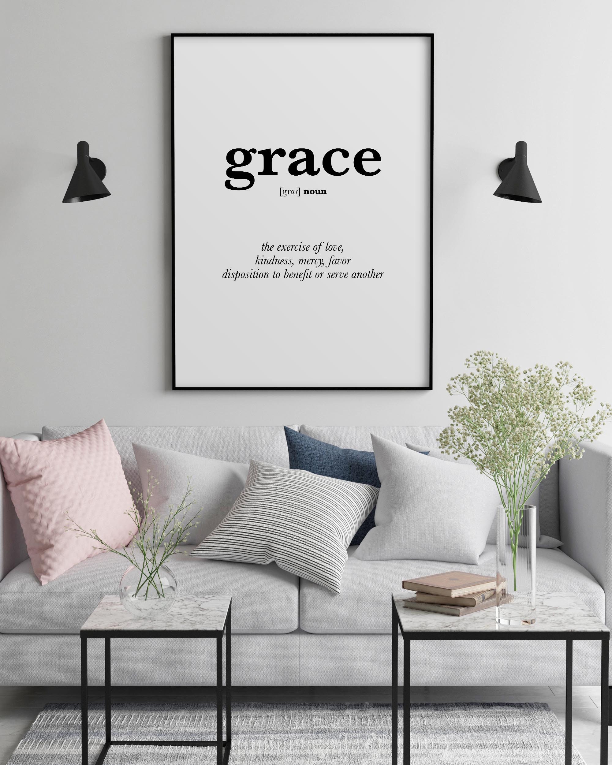 Grace Definition Wall Art Christian Wall Art Print Amazing | Etsy