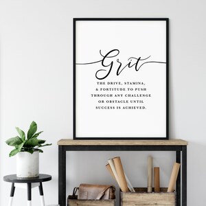 Grit Definition Office Wall Art, Print, Girl Boss Office Decor, Motivational Print, Inspirational Quote, Entrepreneur Gift, Large Poster image 3