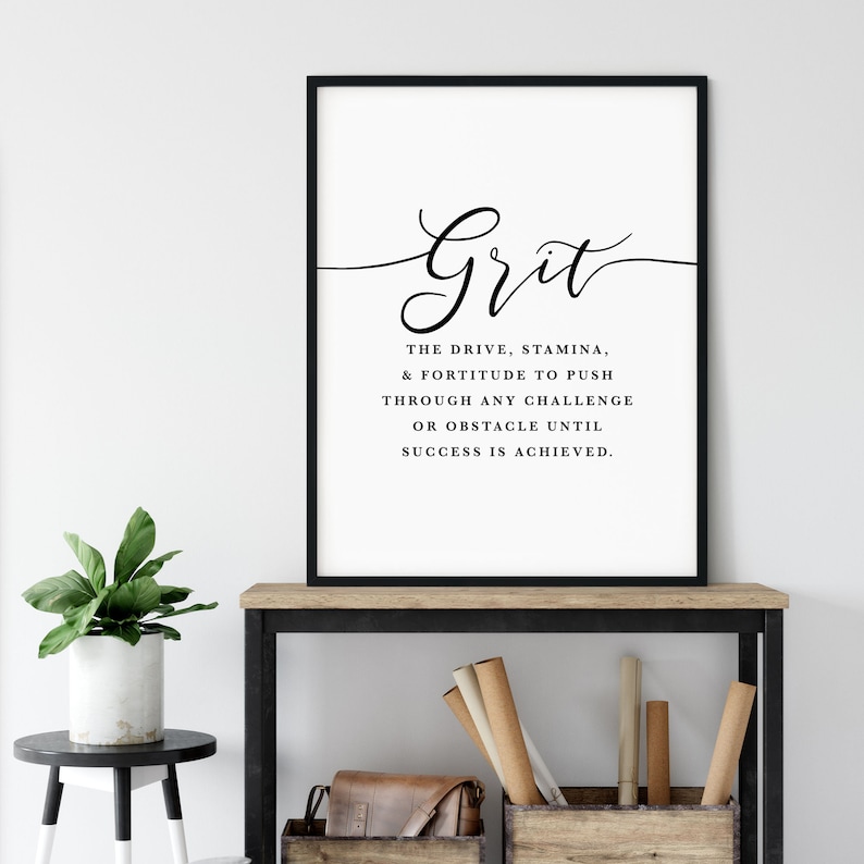 Grit Definition Office Wall Art, Print, Girl Boss Office Decor, Motivational Print, Inspirational Quote, Entrepreneur Gift, Large Poster image 3