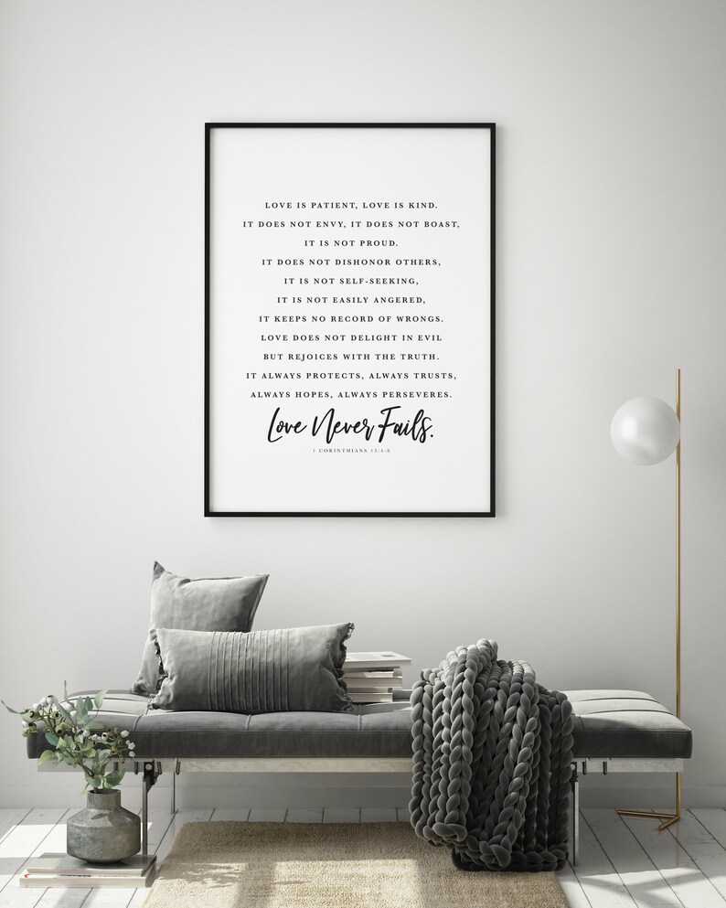 Love is Patient Religious Wedding Gift Bible Verse Wall Art Etsy