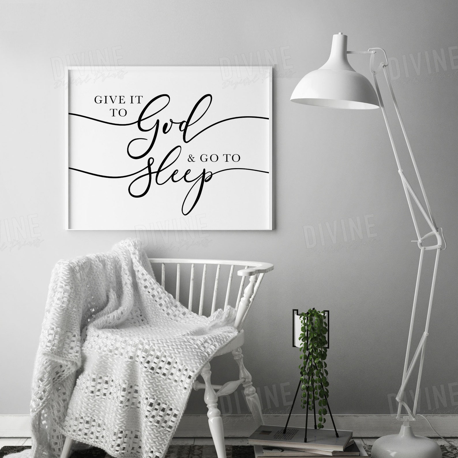 Horizontal Above Bed Wall Art Give It to God and Go to Sleep Etsy