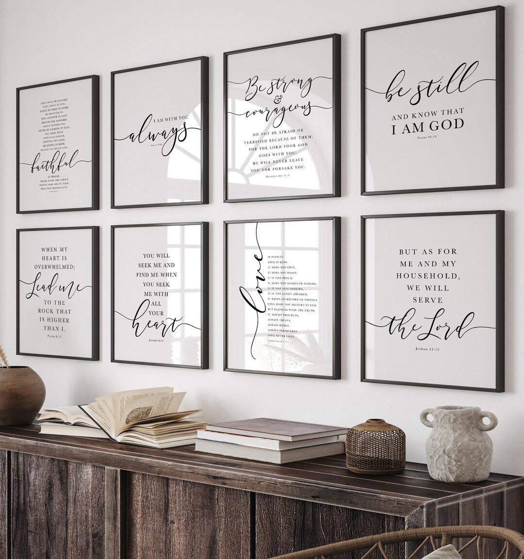 Christian Scripture Wall Art Set of 8: Modern Farmhouse Bible Verse ...