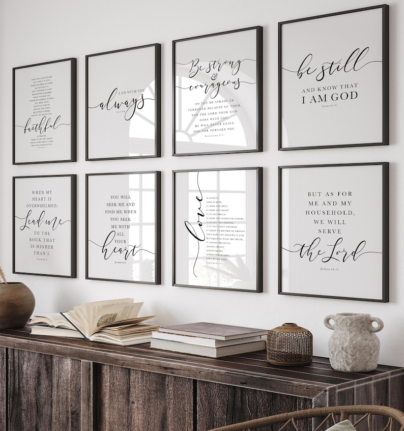 Christian Scripture Wall Art Set of 8: Modern Farmhouse Bible Verse ...