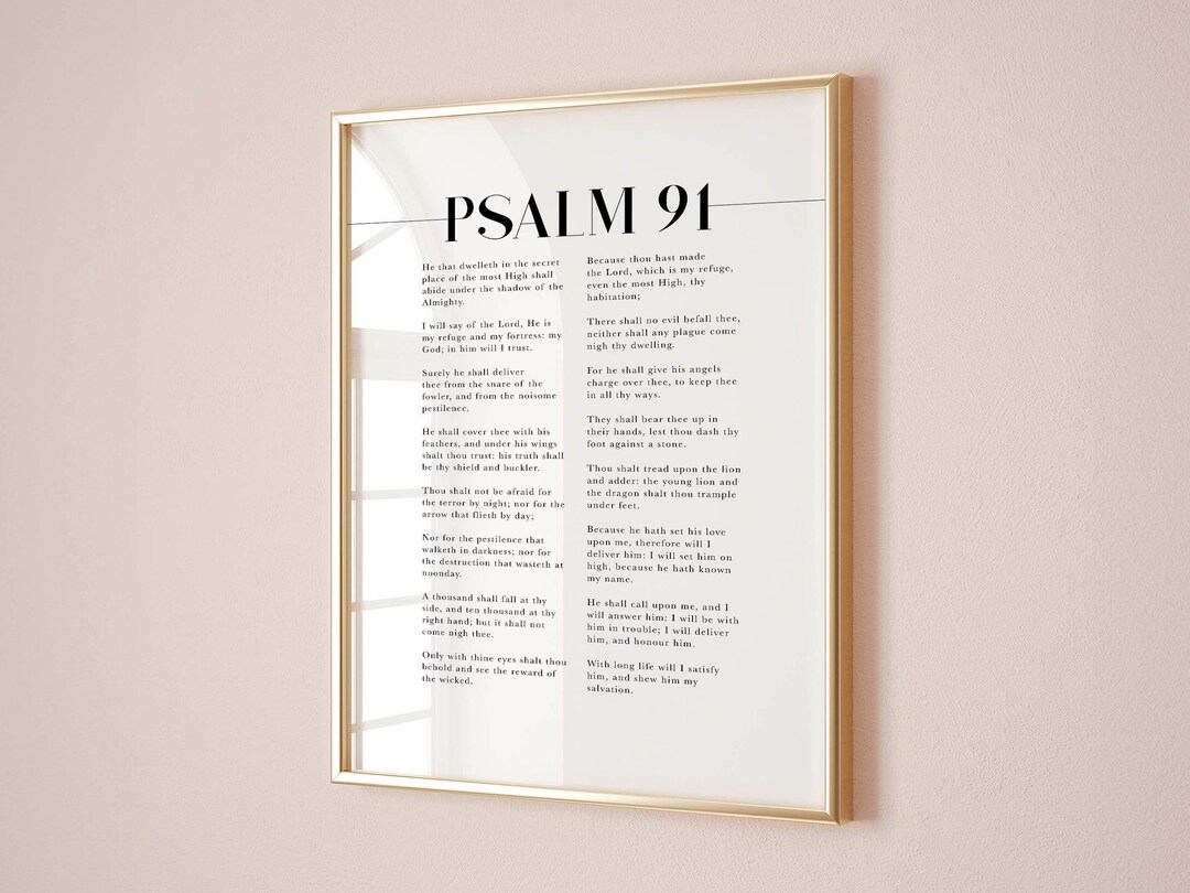 Psalm 91 Wall Art, Full Scripture 91 King James Version, Popular Bible ...