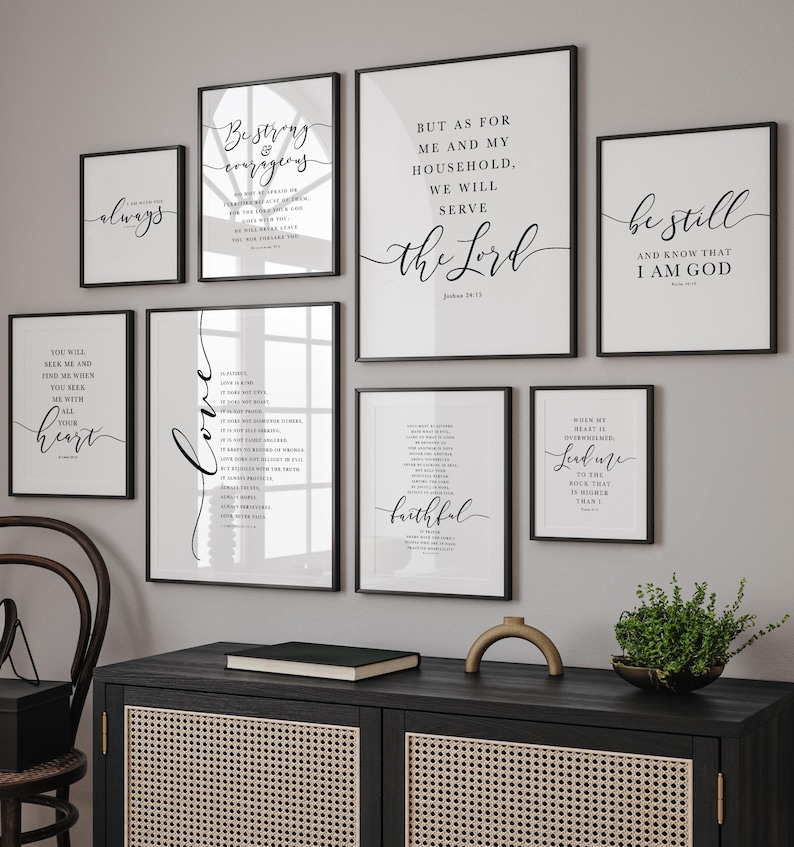Christian Scripture Wall Art Set of 8: Modern Farmhouse Bible Verse ...