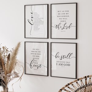 Christian Scripture Wall Art Set of 8: Modern Farmhouse Bible Verse ...