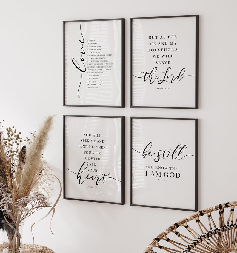 Christian Scripture Wall Art Set of 8: Modern Farmhouse Bible Verse ...