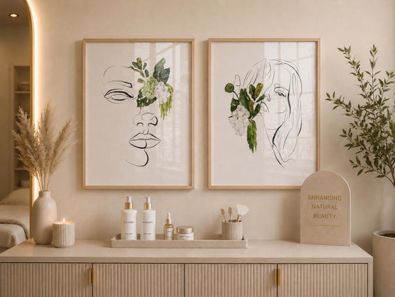 Beauty therapist prints, Facial spa wall art, Boho salon printable posters