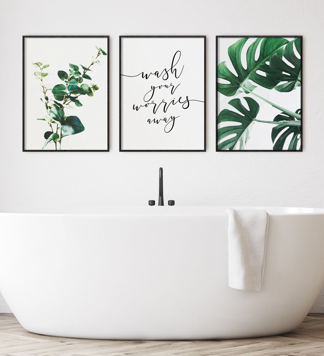 Bathroom Wall Art Botanical Spa Washroom Decor Wash Your - Etsy