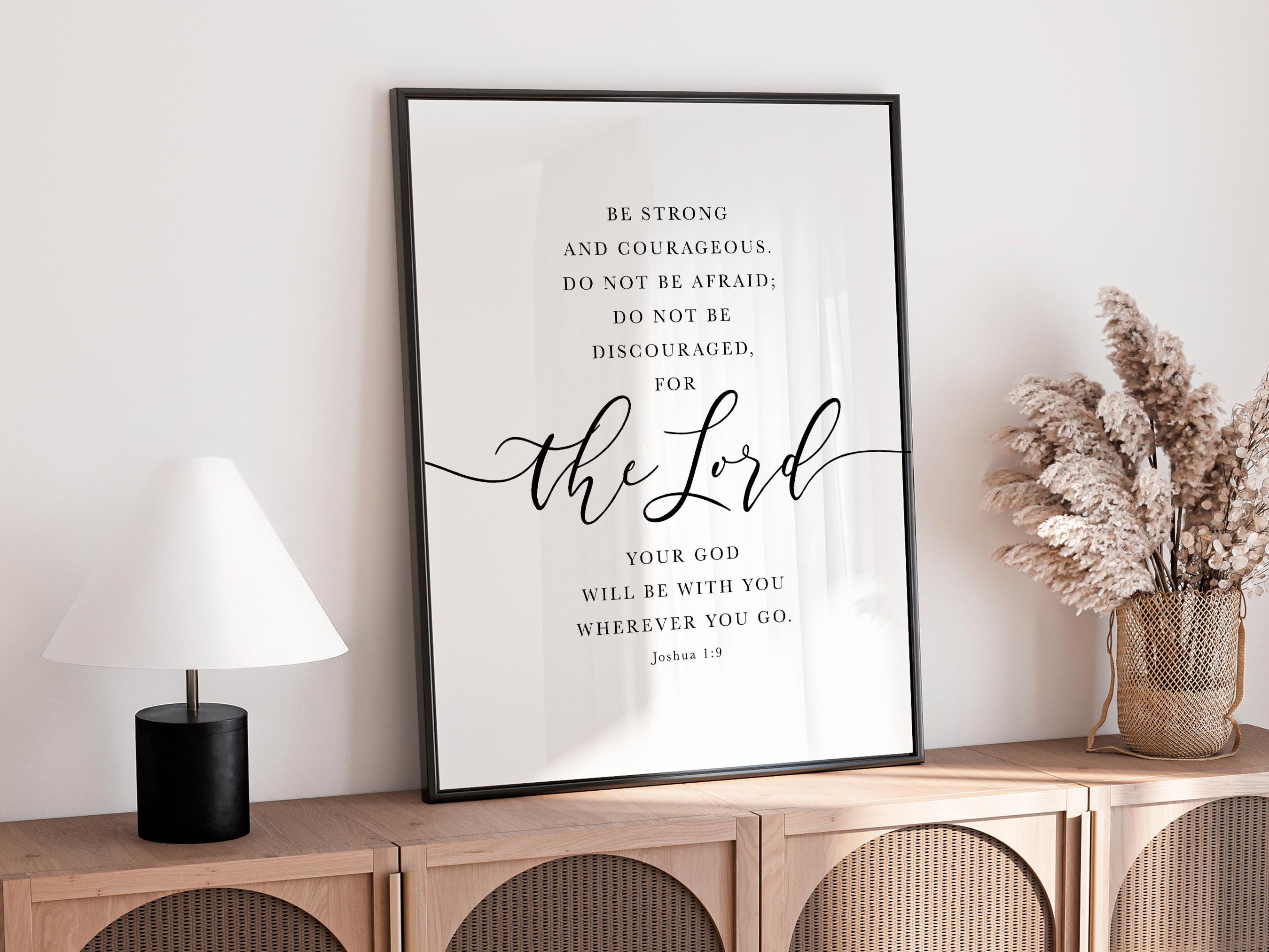 Joshua 1:9 Christian Decor, Be Strong and Courageous Bible Verse Wall Art, Scripture NIV Print, Printable Religious Gift