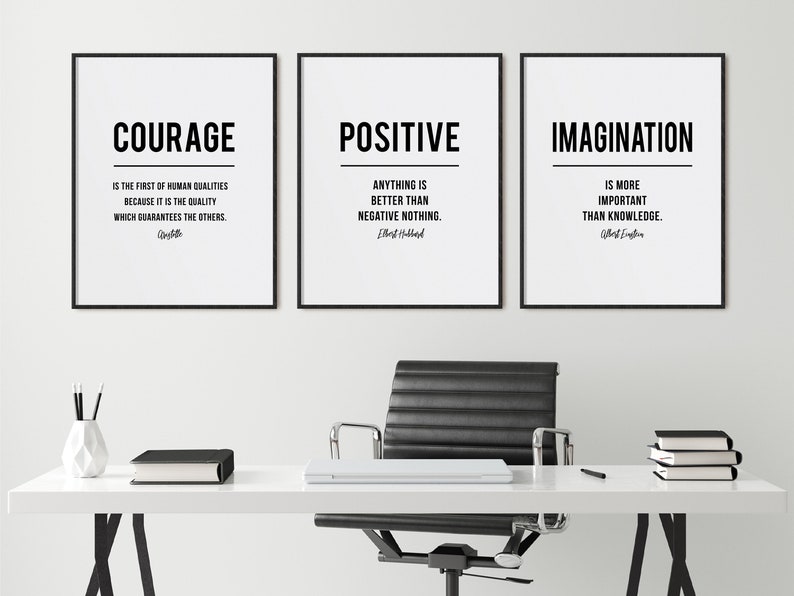 Office Decor Motivational Quotes Wall Art Set of 3 Large Etsy
