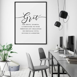 Grit Definition Office Wall Art, Print, Girl Boss Office Decor, Motivational Print, Inspirational Quote, Entrepreneur Gift, Large Poster image 6