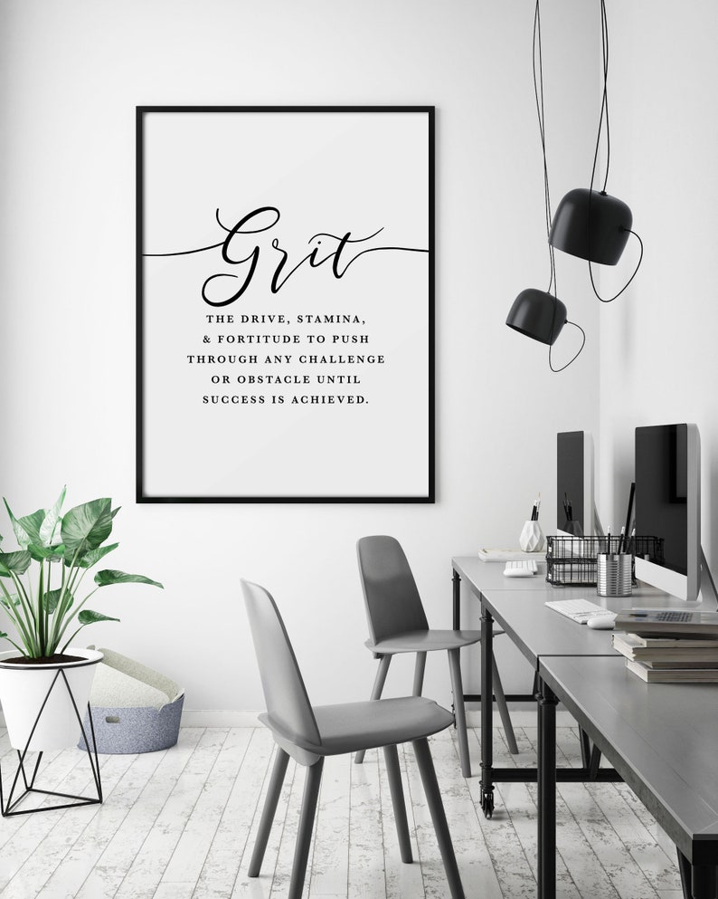 Grit Definition Office Wall Art, Print, Girl Boss Office Decor, Motivational Print, Inspirational Quote, Entrepreneur Gift, Large Poster image 6