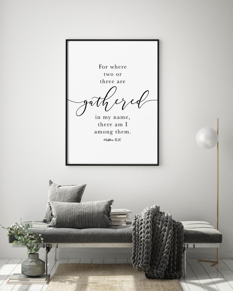 Matthew 18 20 Gathered Bible Verse Wall Art Dining Room Etsy