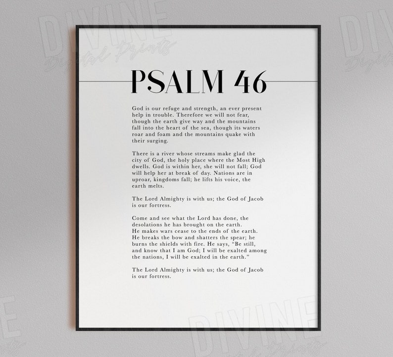 Full Psalm Scripture 46 NIV, Popular Bible Verse Wall Art, Christian Home Decor, Large Printable Artwork image 3