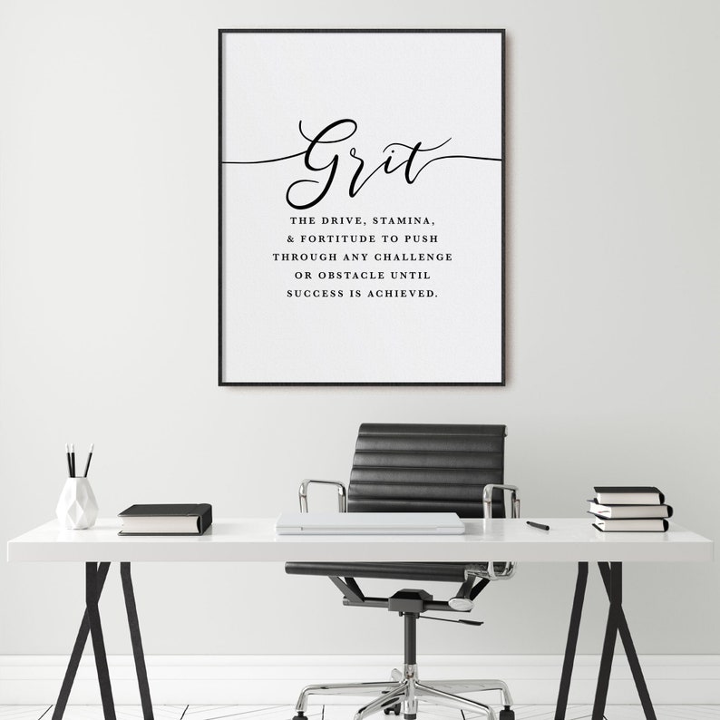 Grit Definition Office Wall Art, Print, Girl Boss Office Decor, Motivational Print, Inspirational Quote, Entrepreneur Gift, Large Poster image 1